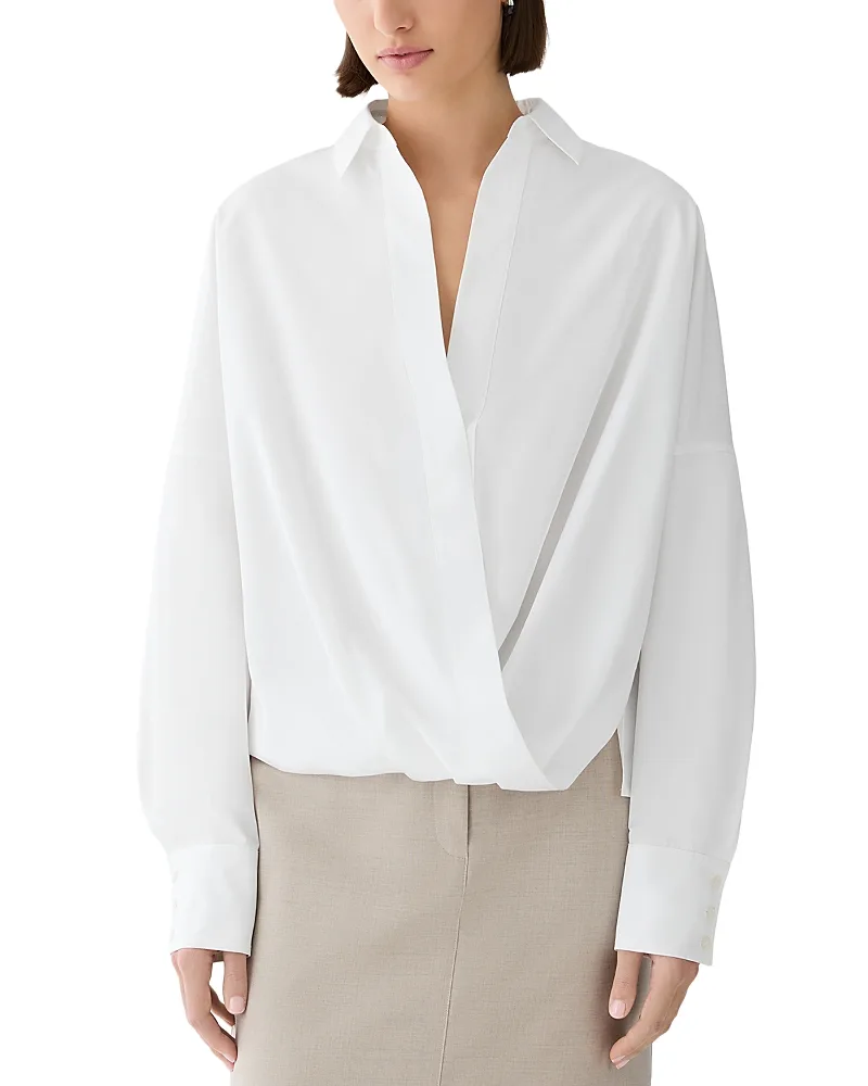 Cotton Oversized Twist Waist Pullover Shirt