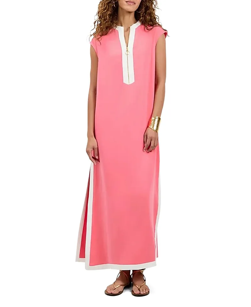 Sleeveless Nuvola Zip-Front Midi Dress by Trina Turk