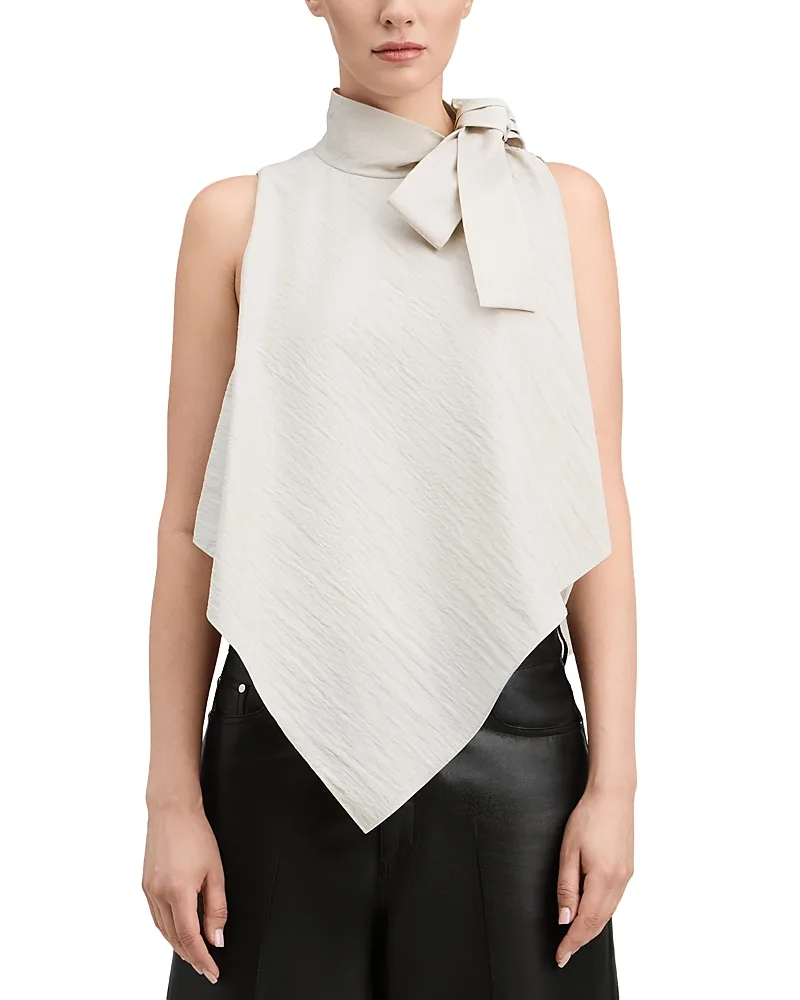 Alva Cotton Blend High Neck Asymmetric Top by Derek Lam