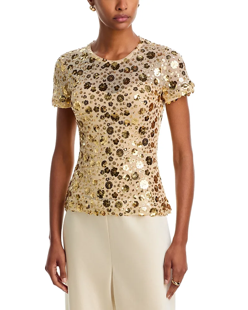 Galia 3D Floral Sequin Bodycon Top by Generation Love