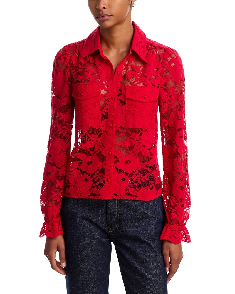 Priya Mesh Lace Button Up Shirt by Generation Love