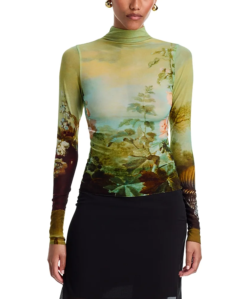 Zoya Landscape Print Long Sleeve Top