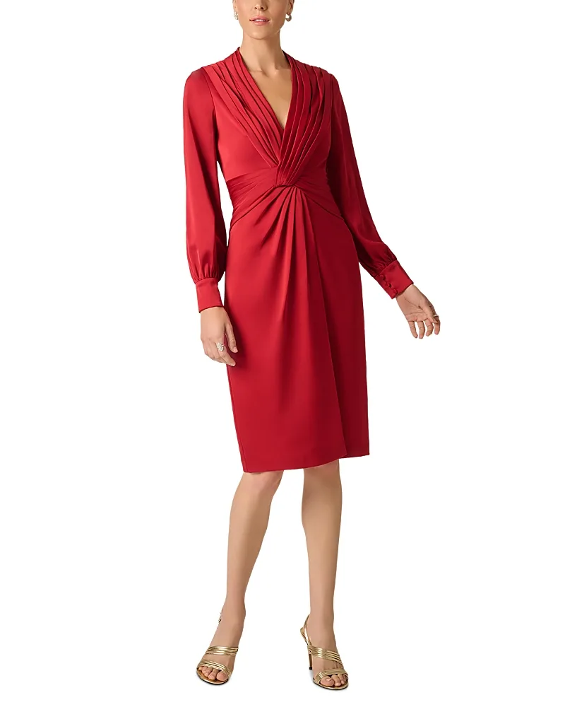Pleated Satin Dress by Aidan Mattox