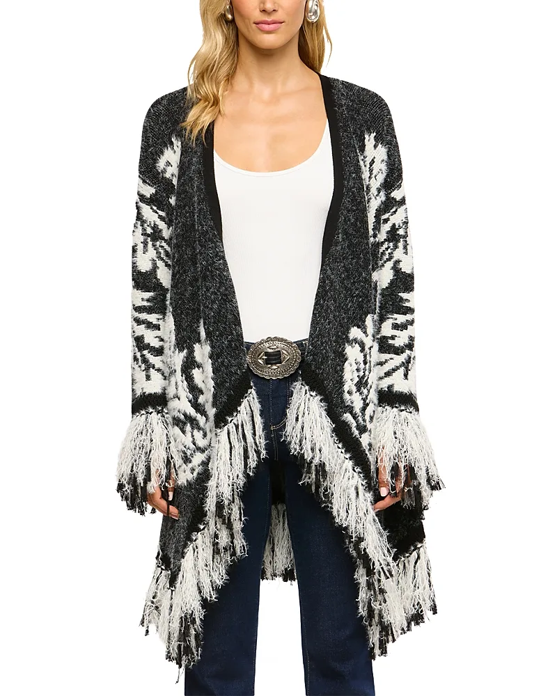 Naiad Jacquard Fringe Cardigan by L'AGENCE