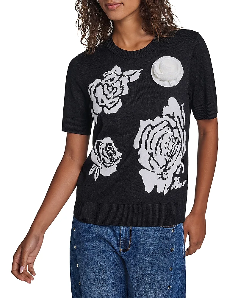 Paris Rose Short Sleeve Sweater
