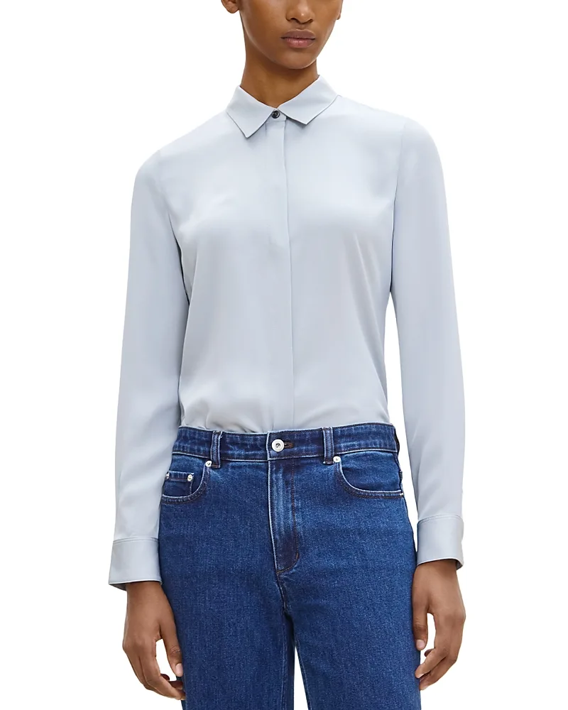 Classic Fitted Silk Shirt by Theory