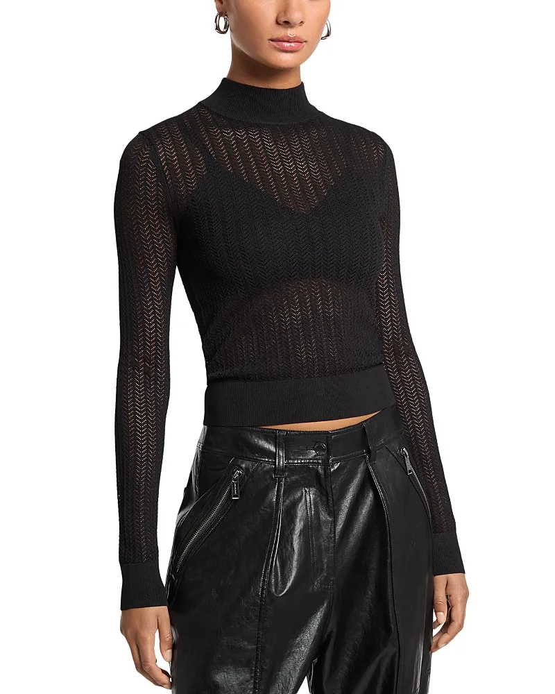 Chevron Stitch Mock Neck Sweater by MICHAEL Michael Kors
