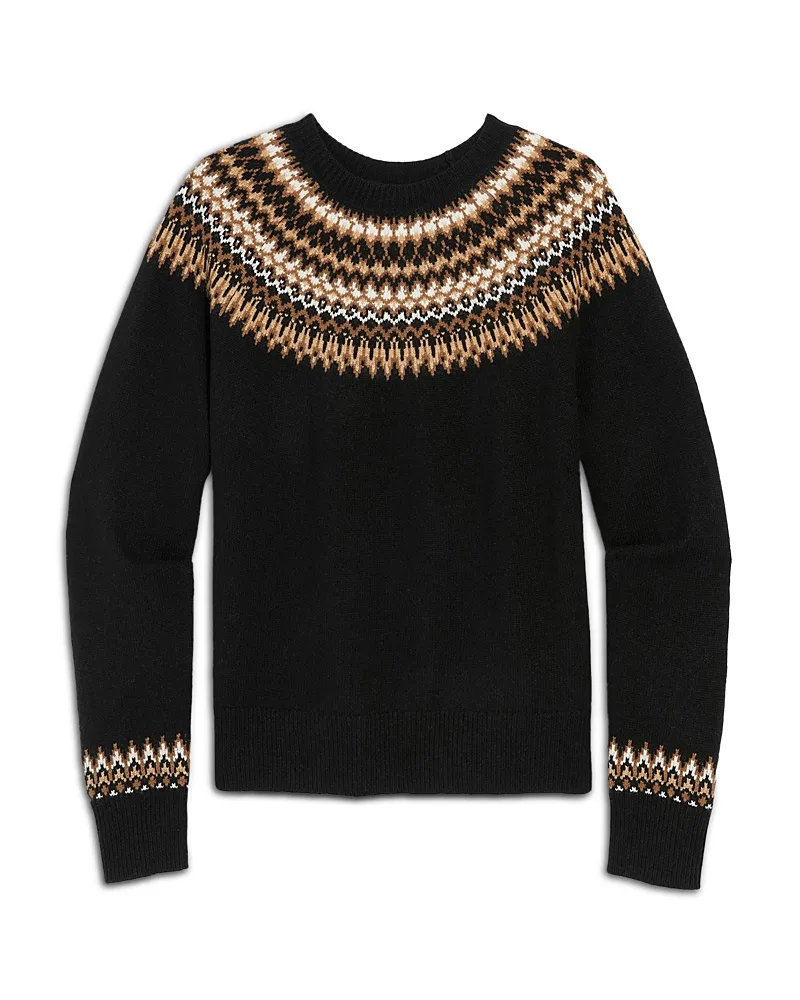Merino Wool Blend Fair Isle Crewneck Sweater