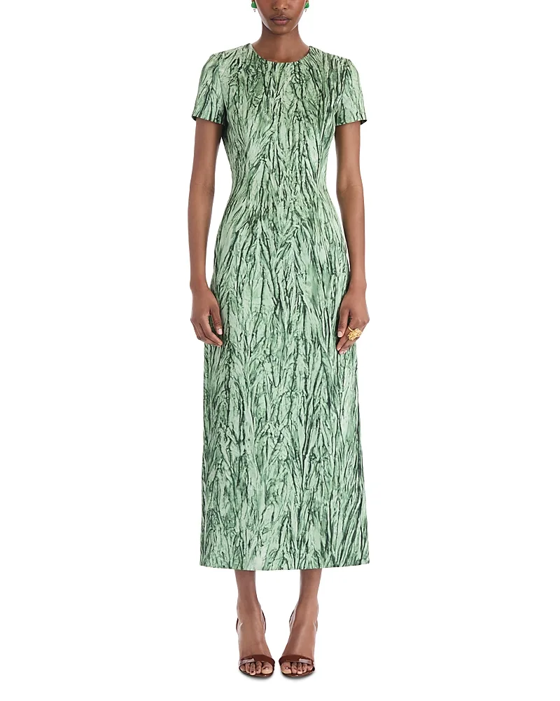 Velvet Print Short Sleeve Dress by Oscar de la Renta