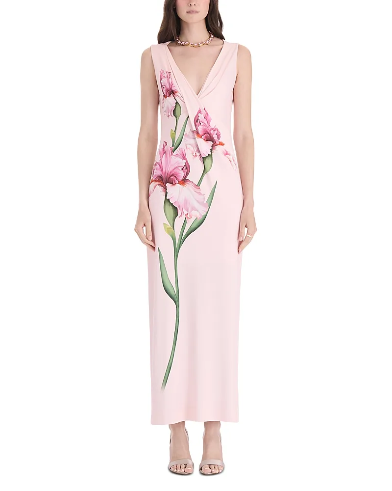 Painted Iris Jersey Dress by Oscar de la Renta