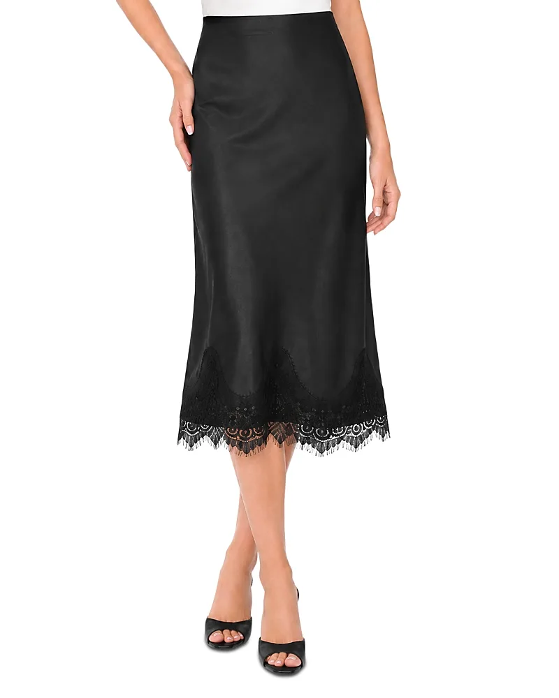 Scalloped Lace Hem Midi Skirt by Vince Camuto