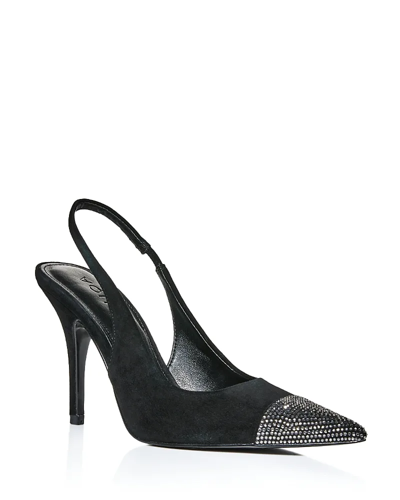 Sara Embellished Suede Slingback Pumps by AQUA