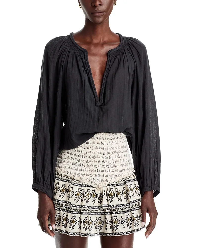 Etoile Hivane Cotton Braided Split Neck Top