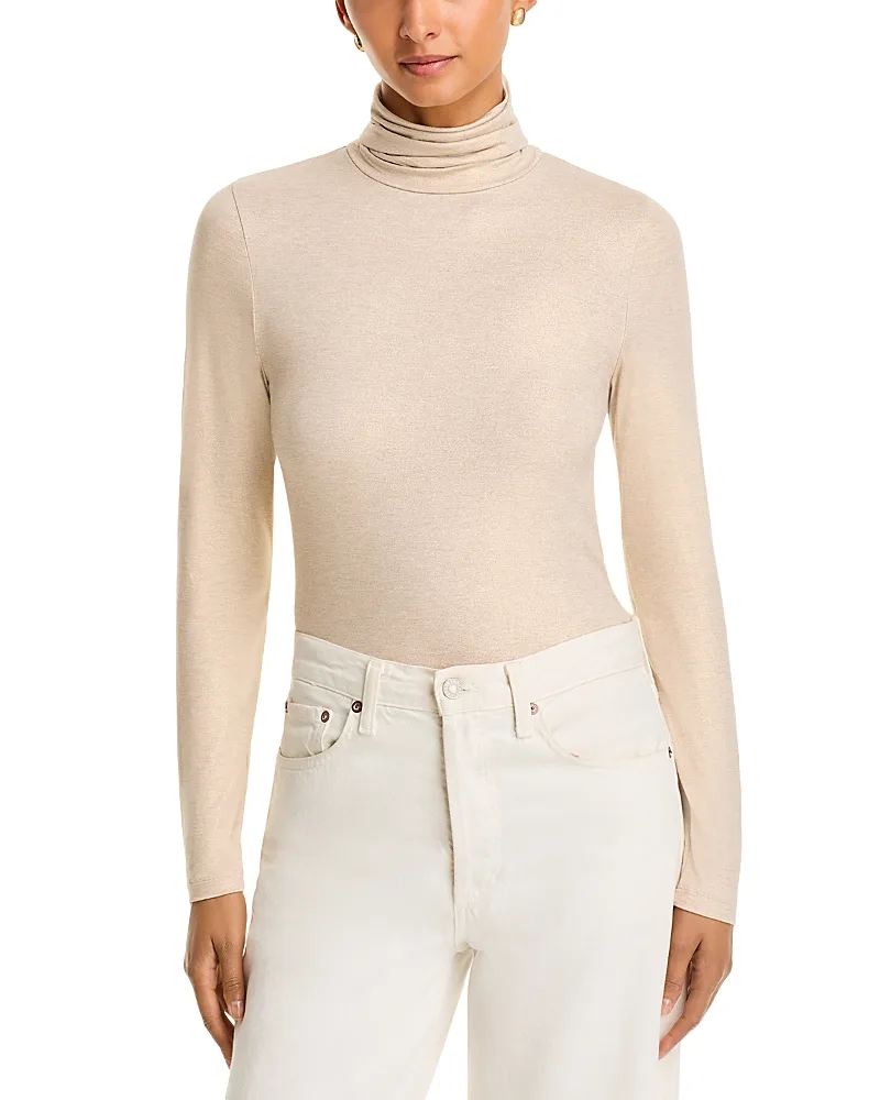 Metallic Turtleneck Top by Majestic