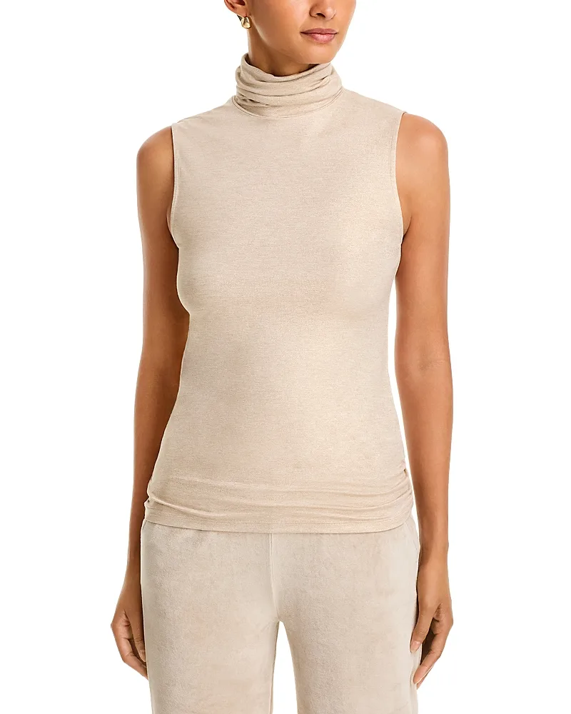 Metallic Sleeveless Turtleneck by Majestic