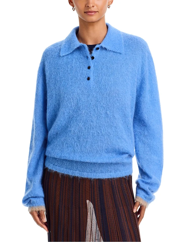 Alpaca & Mohair Blend Polo Sweater by Zankov