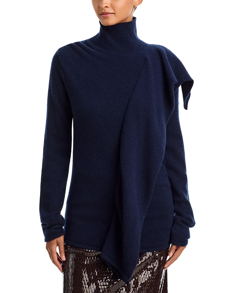 Draped Merino Wool & Cashmere Turtleneck Sweater by Zankov