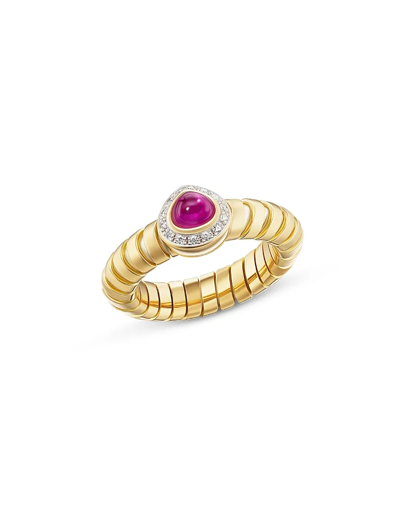 18K Yellow Gold Trisolina Precious Gemstone & Diamond Halo Ring by Marina B