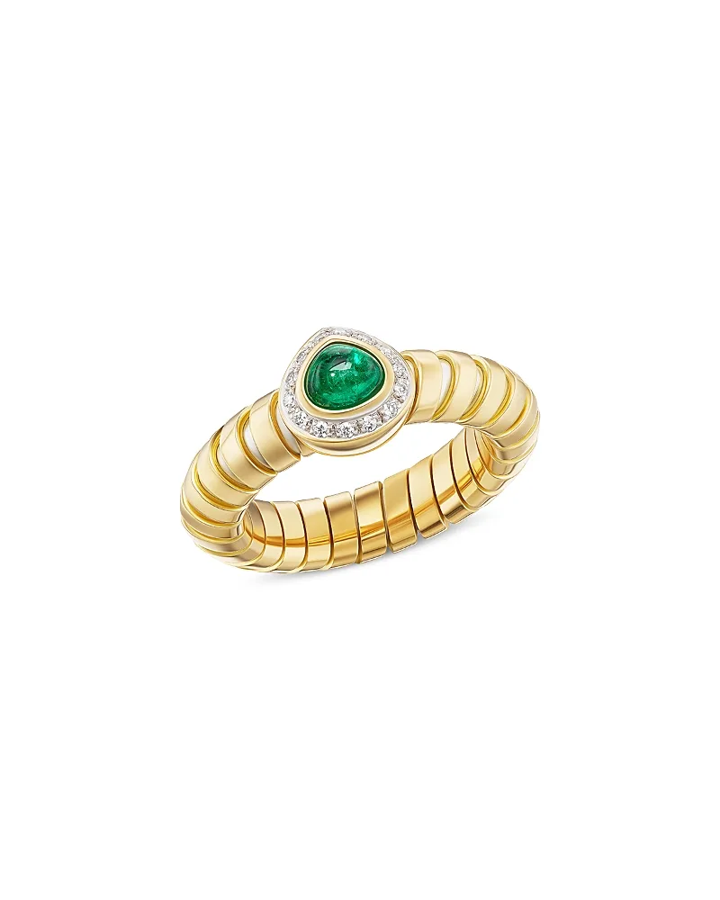 18K Yellow Gold Trisolina Precious Gemstone & Diamond Halo Ring