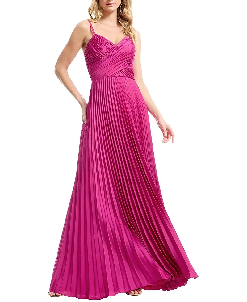 Sweetheart Spaghetti Strap Pleated Gown by Dress the Population