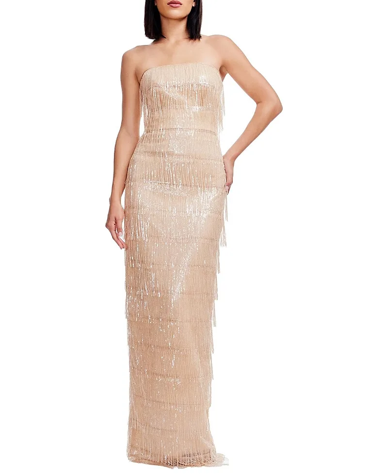 Tanya Beaded Fringe Gown by Dress the Population