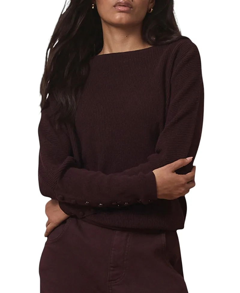 Lace Detail Long Sleeve Boat Neck Jumper Pullover Sweater