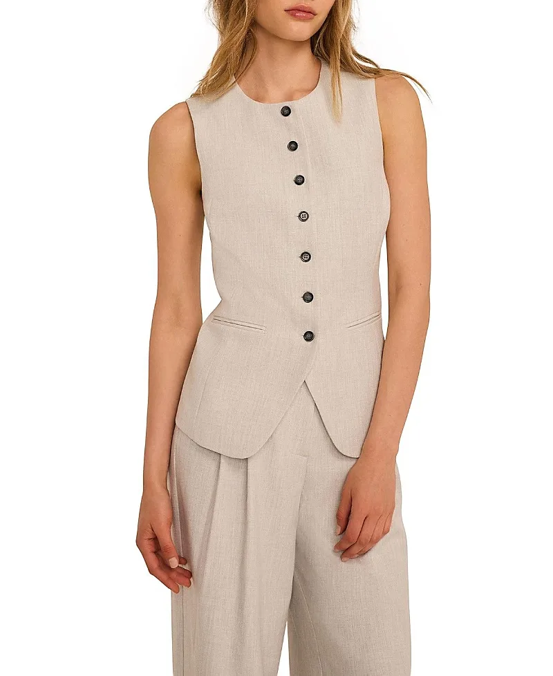 Tailored Waistcoat Sleeveless Button Down Top