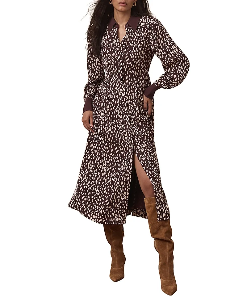 Printed Contrast Midi Shirt Dress by Mint Velvet