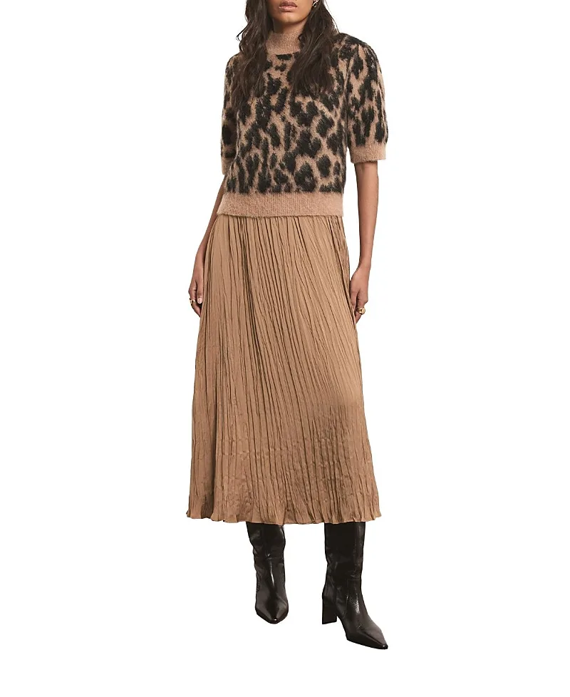 Short Sleeve Fuzzy Texture Layered Midi Dress by Mint Velvet