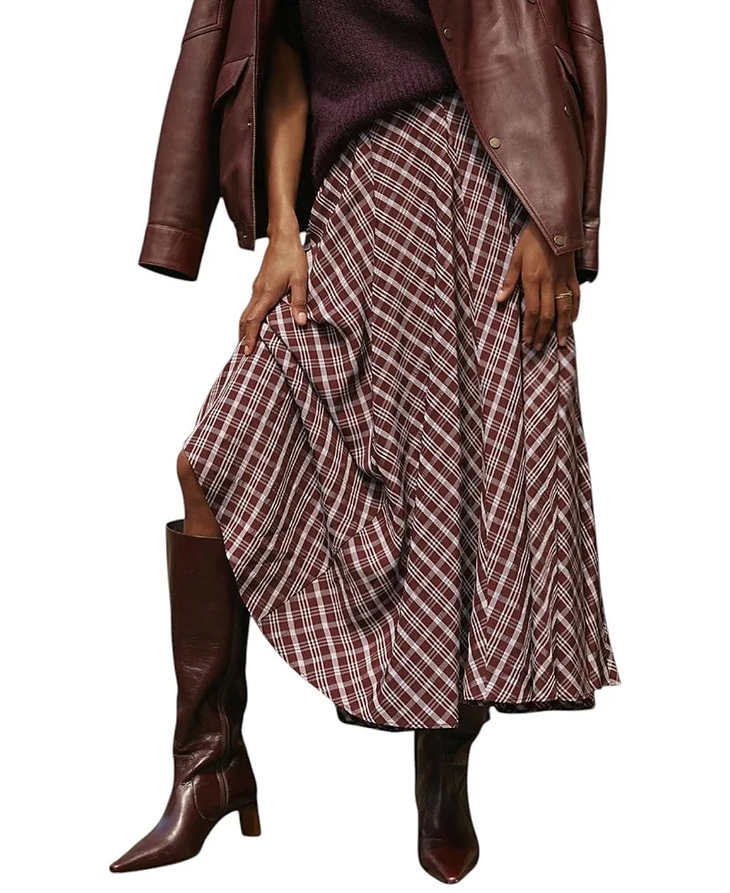 Checked Midi Skirt