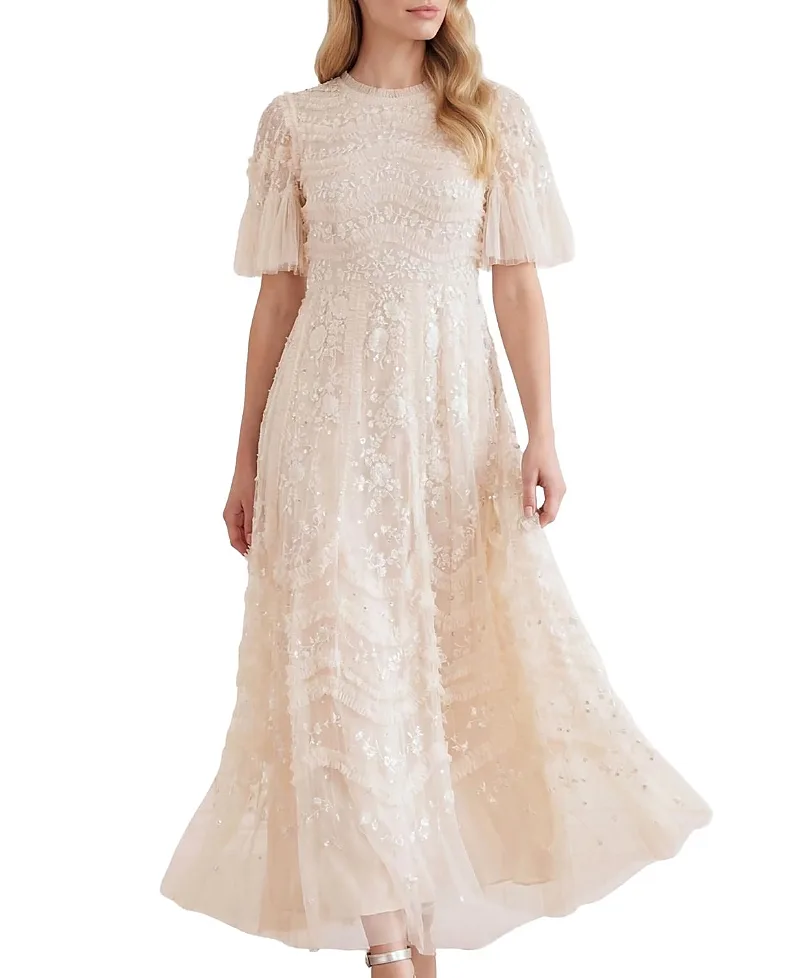 Gianna Ruffle Short Sleeve Maxi Gown