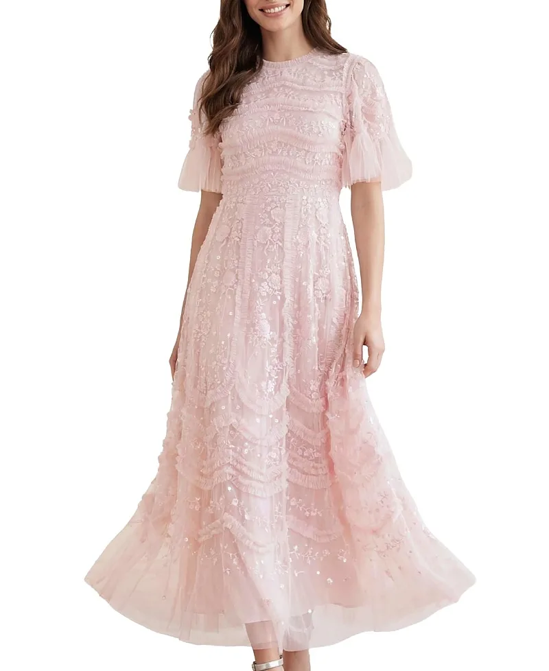 Gianna Ruffle Short Sleeve Maxi Gown