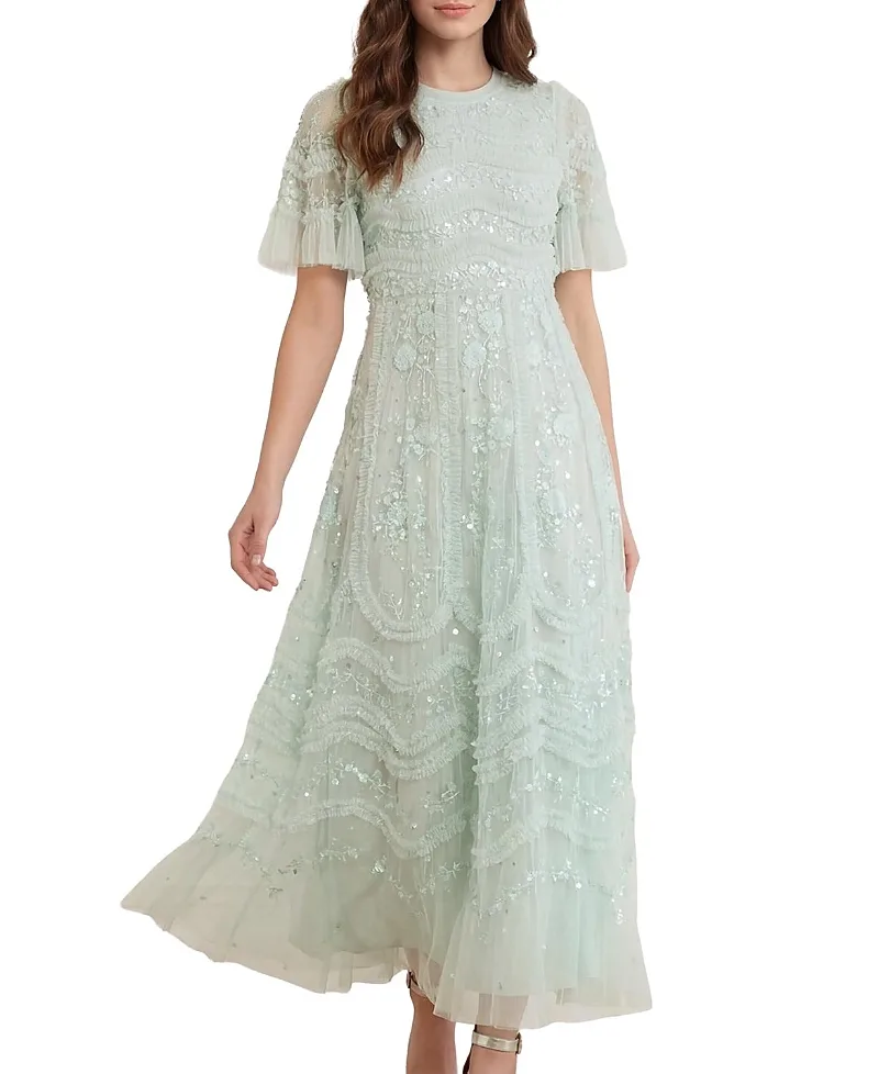 Gianna Ruffle Short Sleeve Maxi Gown