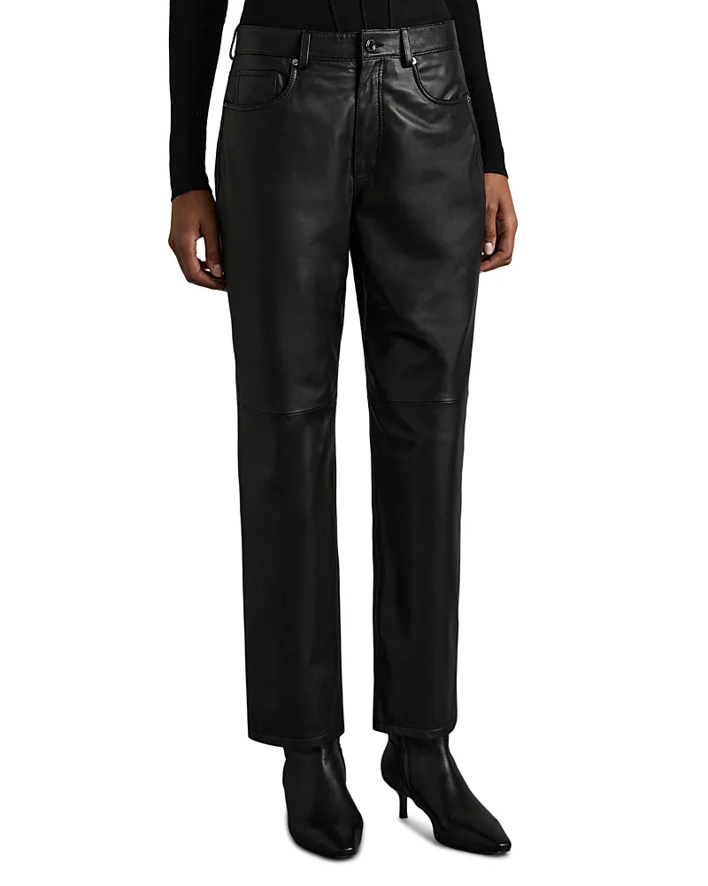 Verona Leather Slim Trousers by Reiss