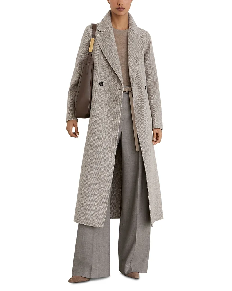 Daia Wool Blend Herringbone Coat by Reiss
