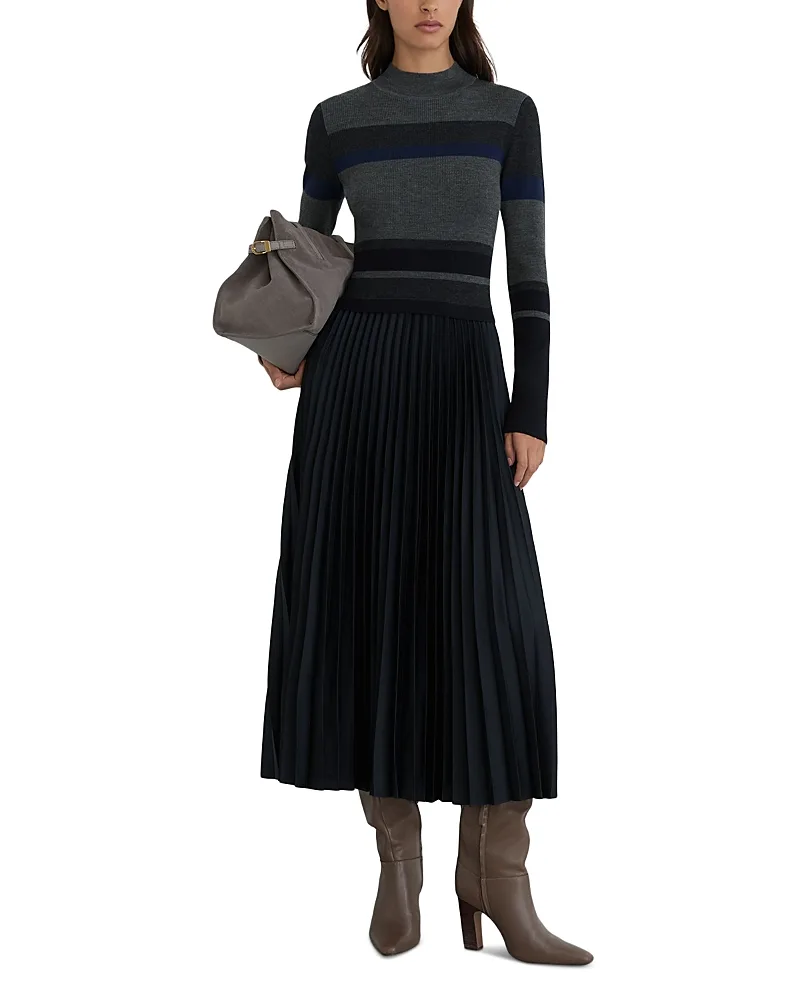 Carla Mixed Media Midi Dress by Reiss