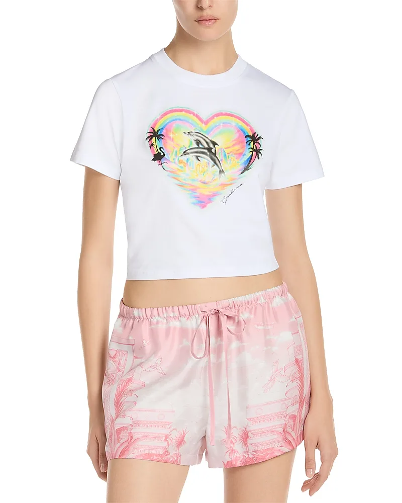 Love of the Game Stretch Cotton Cropped Graphic Tee by Casablanca