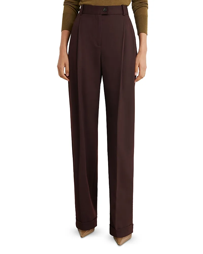 Leisel Wool Blend Wide Leg Suit Trousers by Reiss
