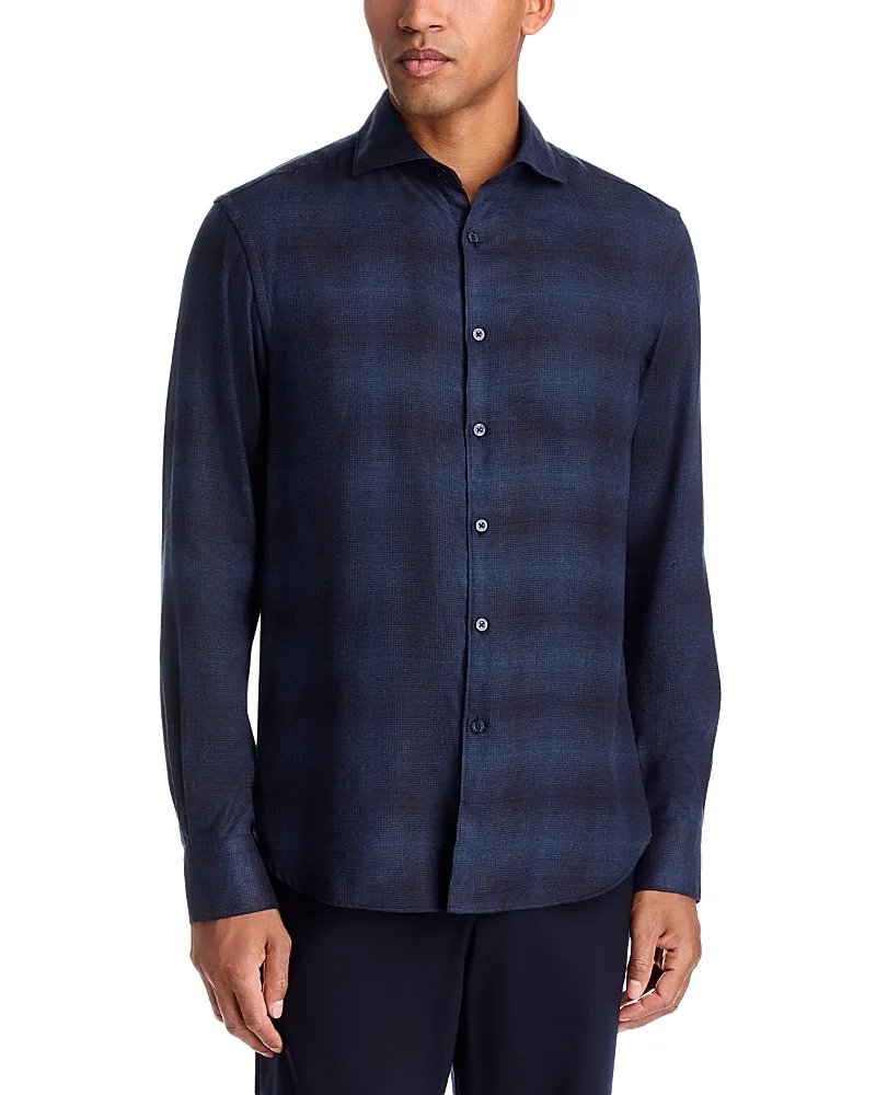 Tonal Plaid Regular Fit Sport Shirt by Canali