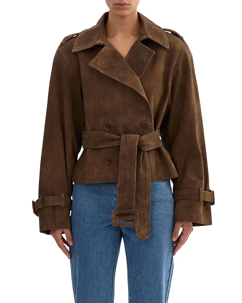 Suede Short Trench Coat
