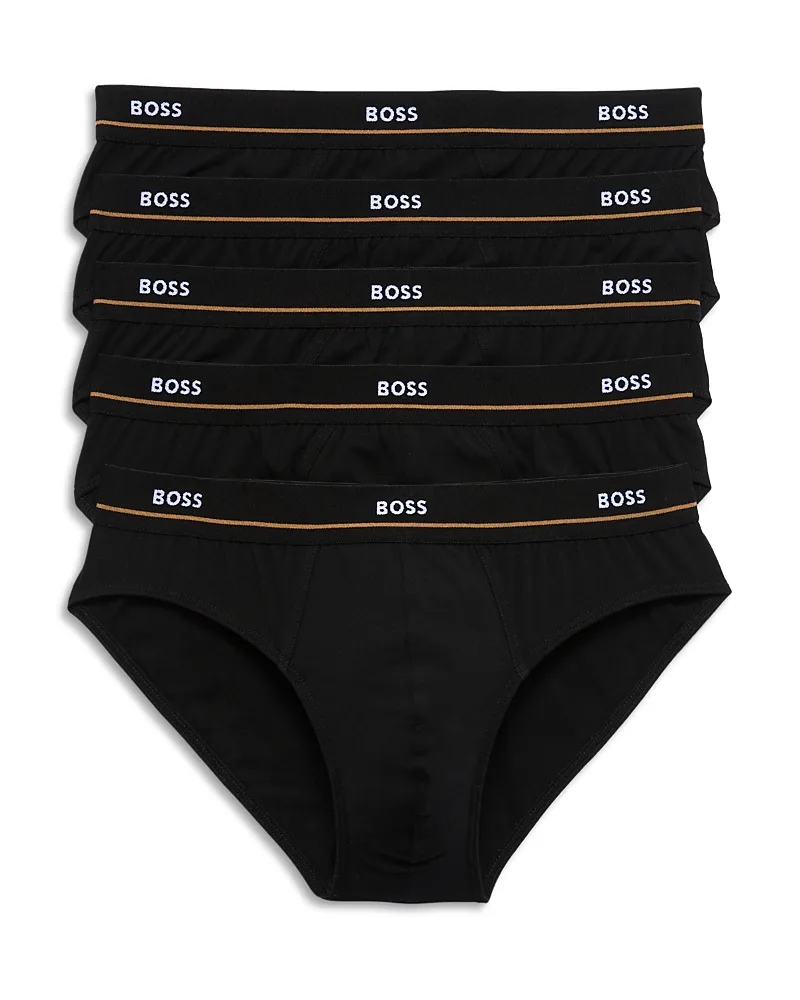 Essential Stretch Cotton Logo Briefs, Pack of 5 by Boss