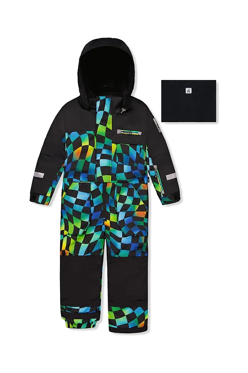 Play Checkered Detachable Hood Fleece Neckwarmer One Piece Snowsuit by Deux Par Deux