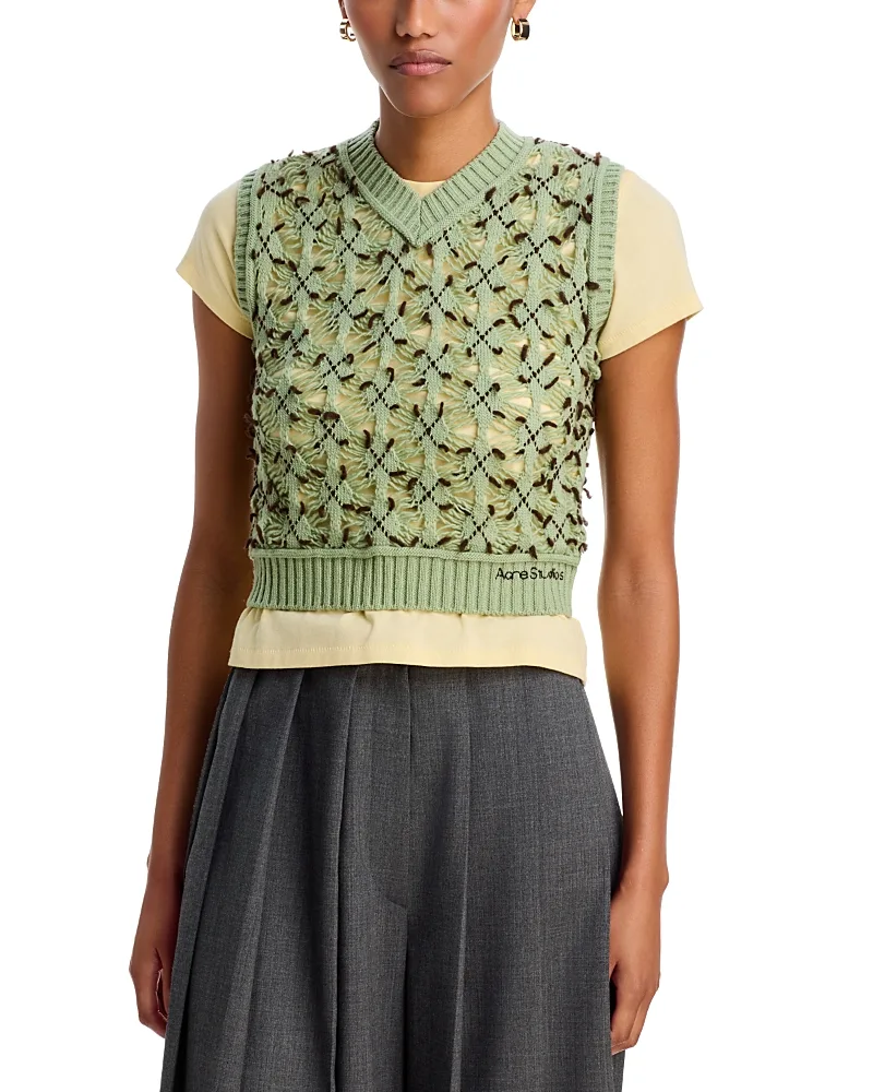 Wool Cropped V Neck Sweater Vest by Acne Studios