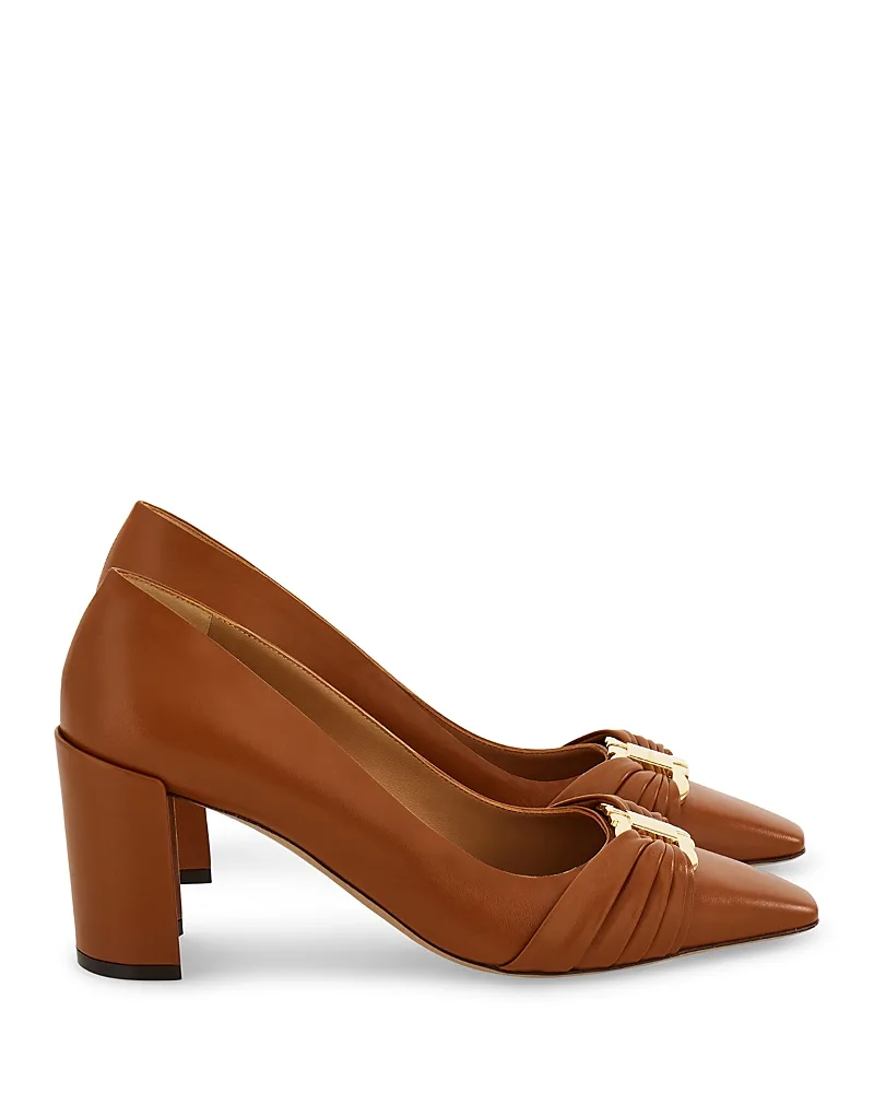 Tillya 70 Leather Block Heel Pumps by Ferragamo