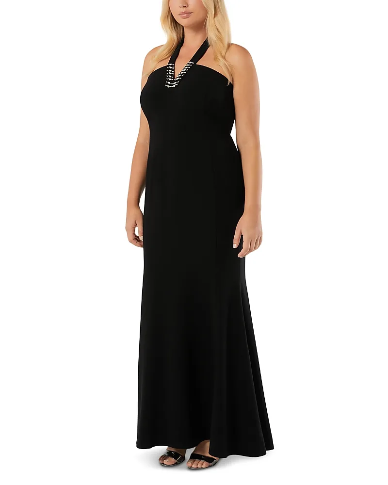 Embroidered Beaded Cape Dress by Marina Rinaldi