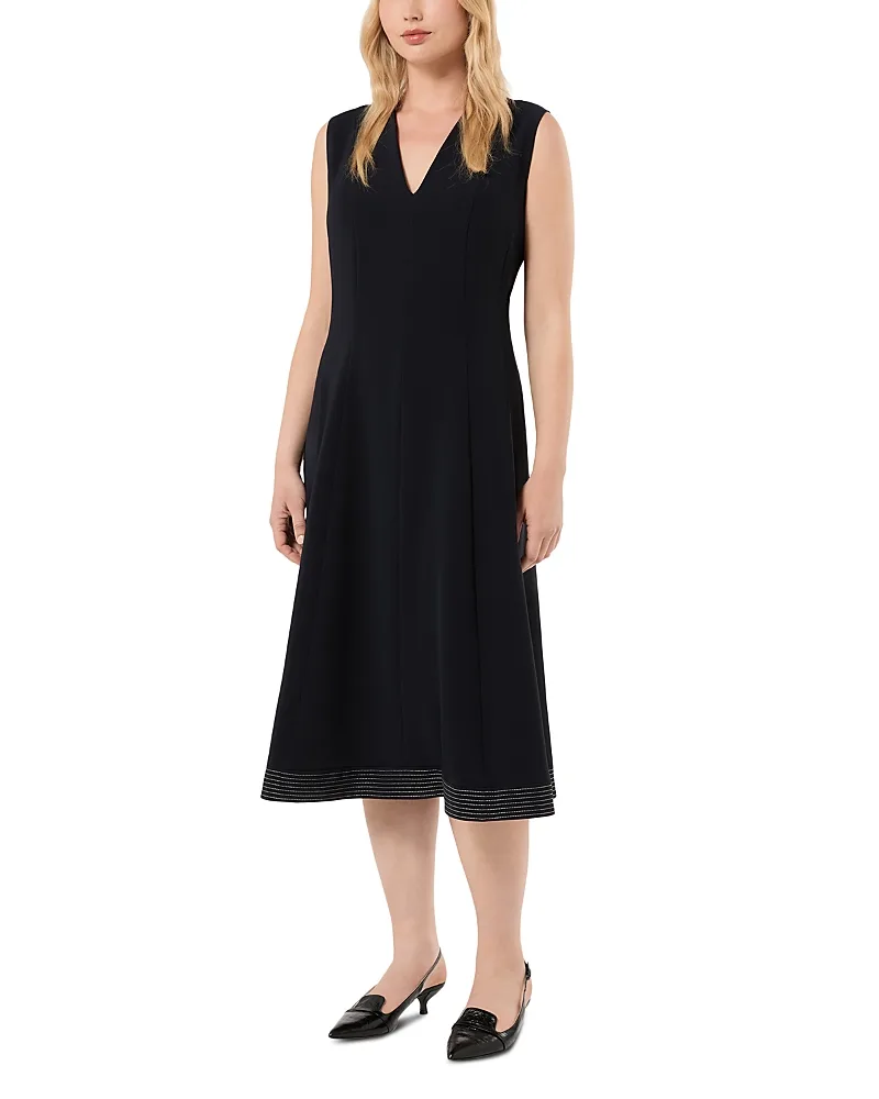 V Neck Sleeveless Midi Dress by Marina Rinaldi
