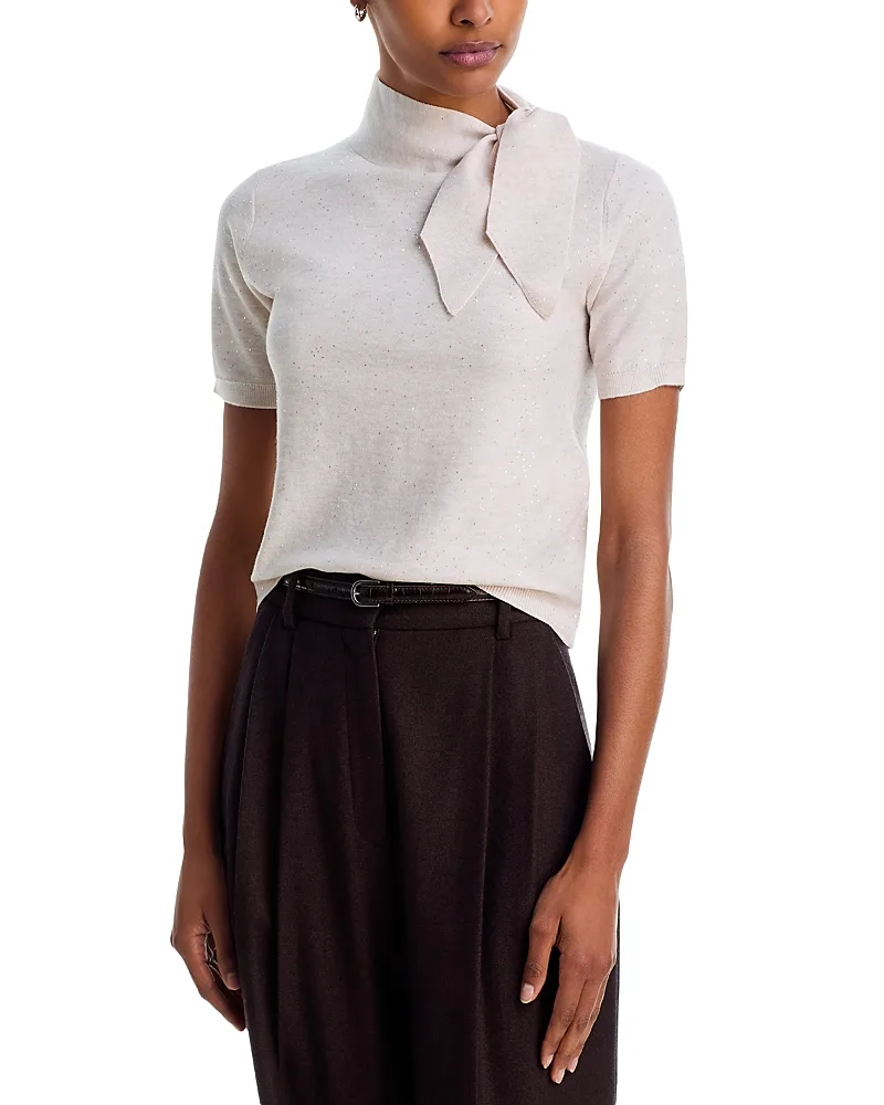 Shimmer Bow Neck Top by Emme