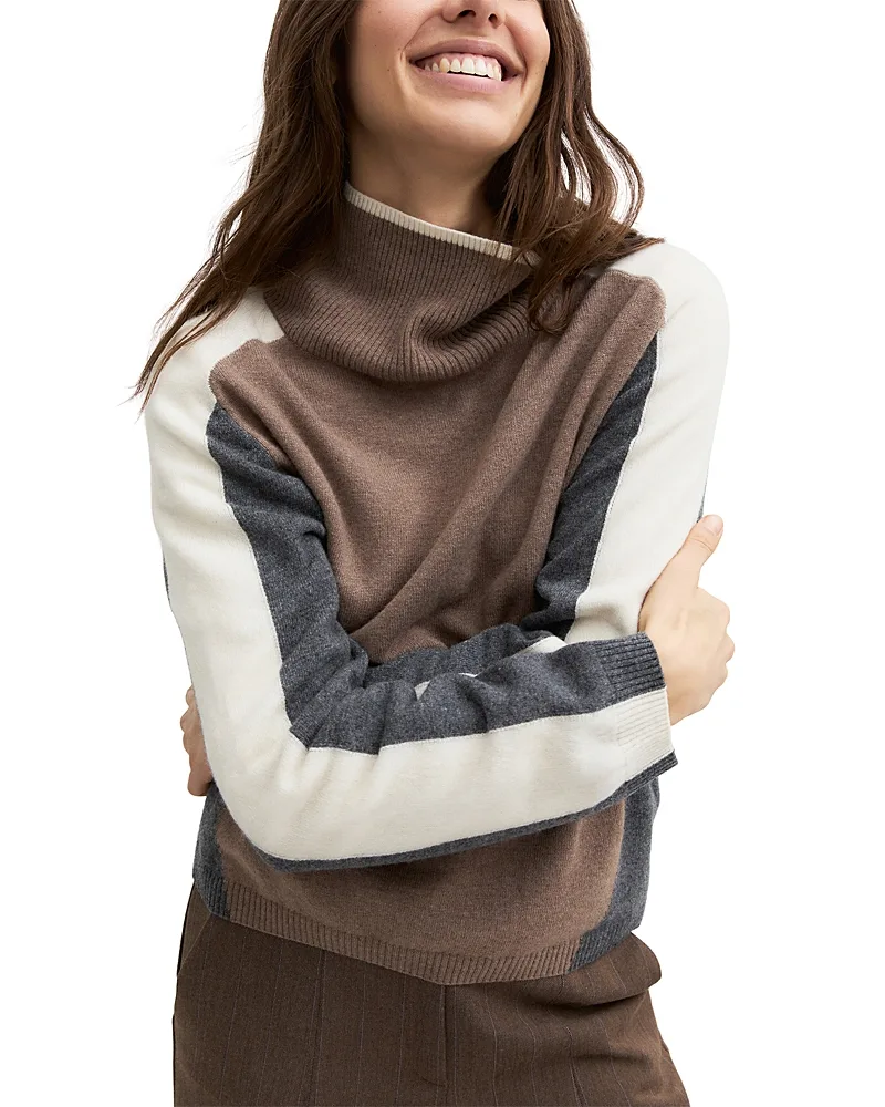 Wool & Cashmere Colorblocked Turtleneck Sweater by Emme