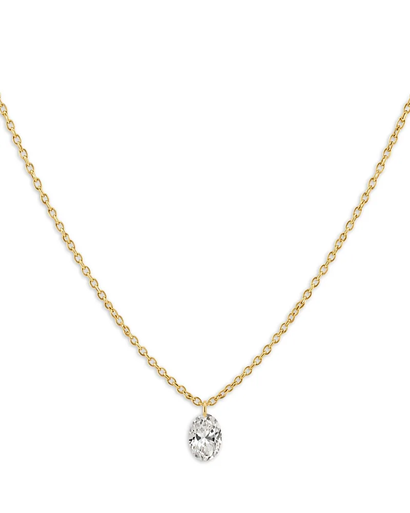 14K Yellow Gold Lab Grown Diamond Oval Solitaire Pendant Necklace, 0.75 Tcw by Meira T