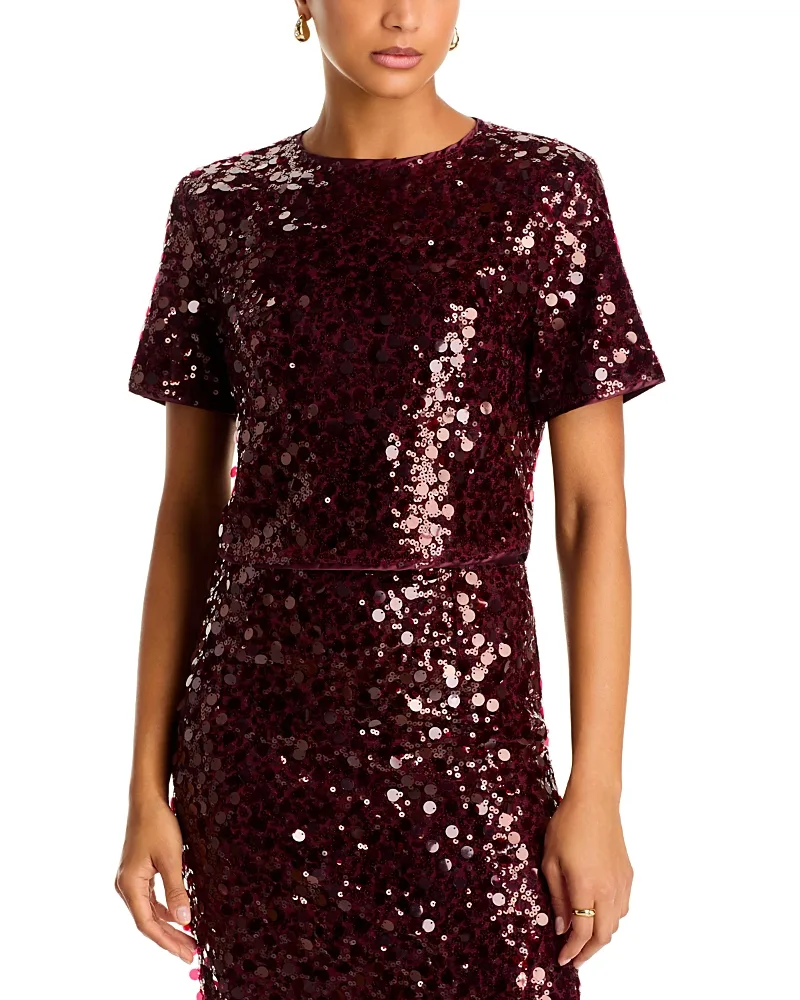 Paillette Sequin Cropped Tee